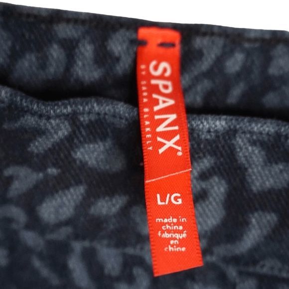 Spanx Jean-ish Blue Denim Leopard Ankle Jeggings Pants Sz Large Women's - Picture 3 of 4